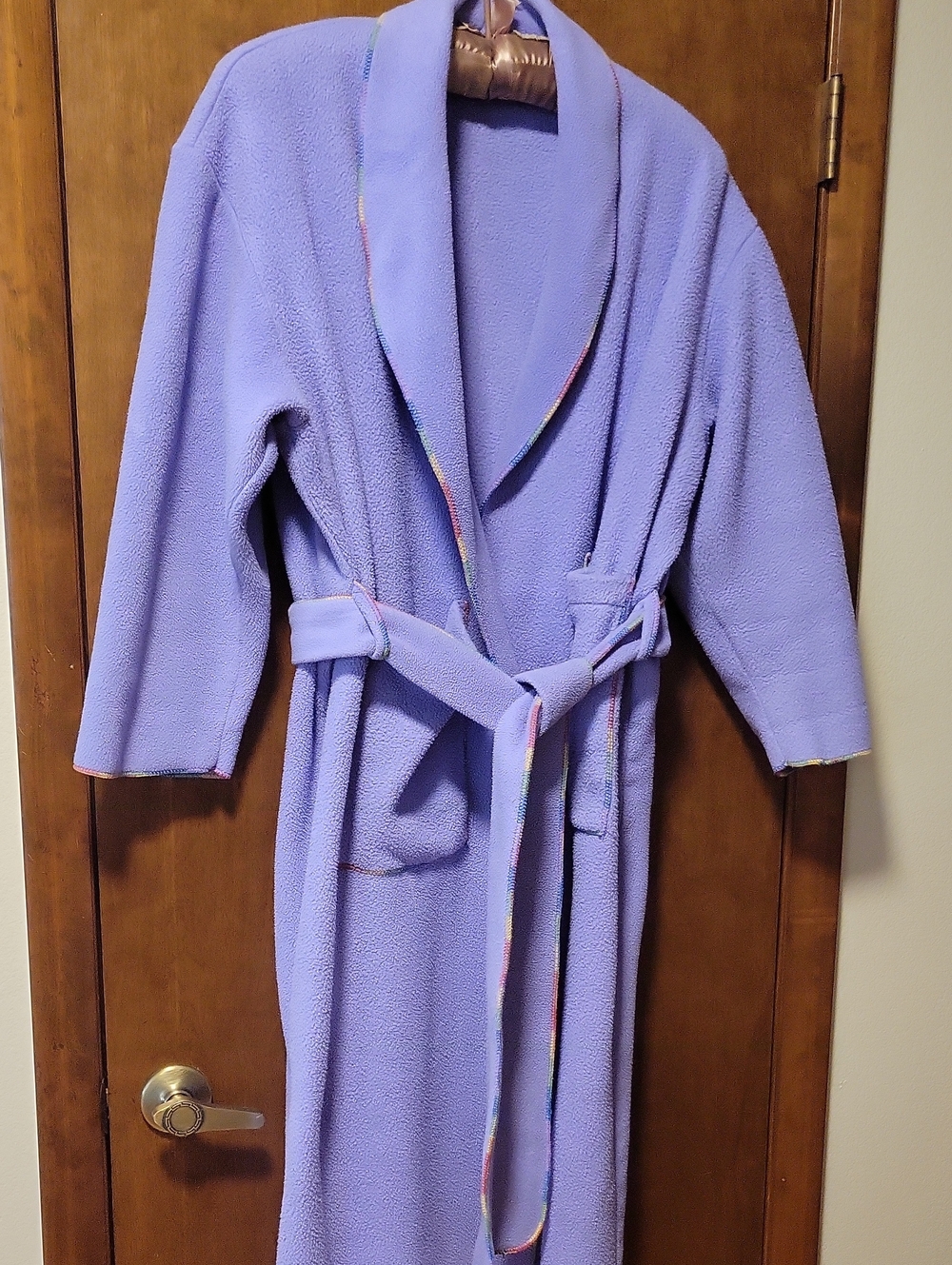 Vintage Purple Fleece Rainbow Trim Ribe With Belt Womens XL